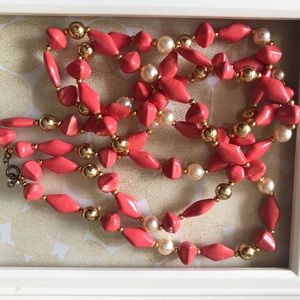 Vintage Orange and Pearl Bead Necklace